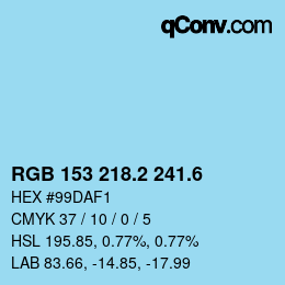 カラーコード: RGB 153 218.2 241.6 | qconv.com