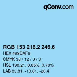 カラーコード: RGB 153 218.2 246.6 | qconv.com