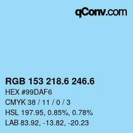 カラーコード: RGB 153 218.6 246.6 | qconv.com