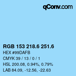 カラーコード: RGB 153 218.6 251.6 | qconv.com