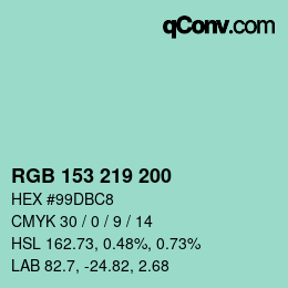 Color code: RGB 153 219 200 | qconv.com