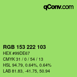 カラーコード: RGB 153 222 103 | qconv.com