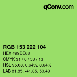 Farbcode: RGB 153 222 104 | qconv.com