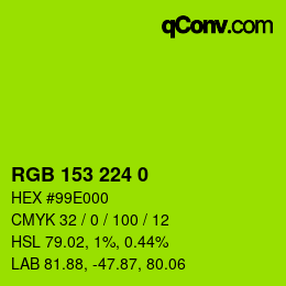 カラーコード: RGB 153 224 0 | qconv.com