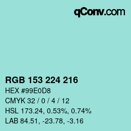 Color code: RGB 153 224 216 | qconv.com