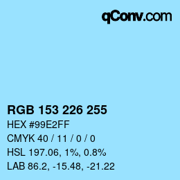 Color code: RGB 153 226 255 | qconv.com