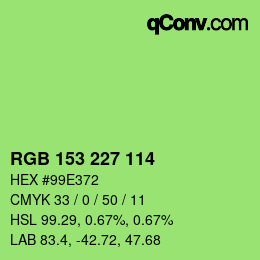 Color code: RGB 153 227 114 | qconv.com
