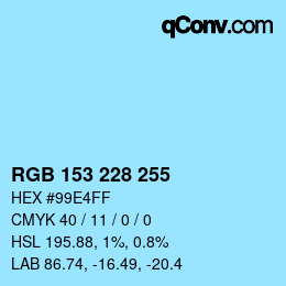 Color code: RGB 153 228 255 | qconv.com