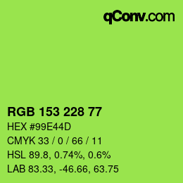 Farbcode: RGB 153 228 77 | qconv.com