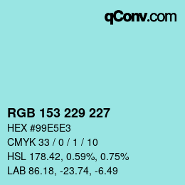 Código de color: RGB 153 229 227 | qconv.com