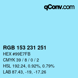 颜色代码: RGB 153 231 251 | qconv.com