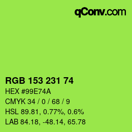 カラーコード: RGB 153 231 74 | qconv.com