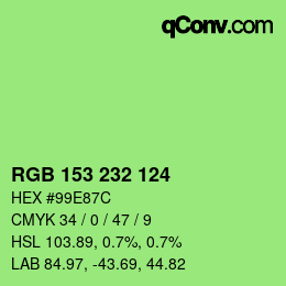 Color code: RGB 153 232 124 | qconv.com