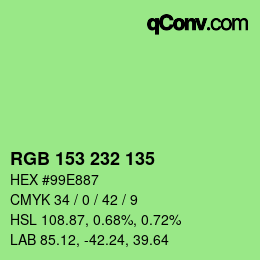 Color code: RGB 153 232 135 | qconv.com