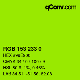 カラーコード: RGB 153 233 0 | qconv.com