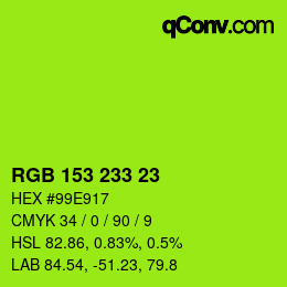 Color code: RGB 153 233 23 | qconv.com