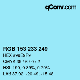 Color code: RGB 153 233 249 | qconv.com