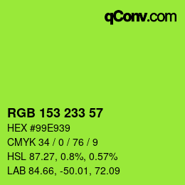 Color code: RGB 153 233 57 | qconv.com