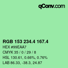 カラーコード: RGB 153 234.4 167.4 | qconv.com