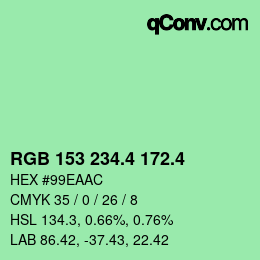 カラーコード: RGB 153 234.4 172.4 | qconv.com