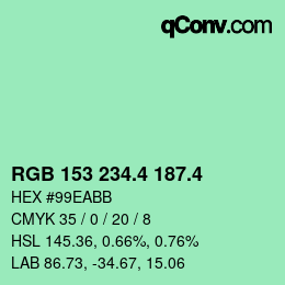 カラーコード: RGB 153 234.4 187.4 | qconv.com