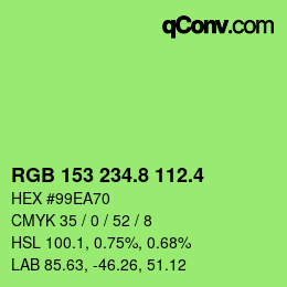 カラーコード: RGB 153 234.8 112.4 | qconv.com