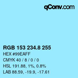 Color code: RGB 153 234.8 255 | qconv.com