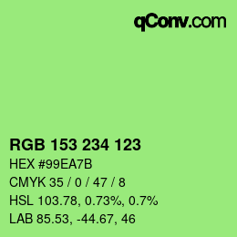 Color code: RGB 153 234 123 | qconv.com