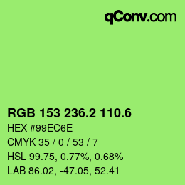 カラーコード: RGB 153 236.2 110.6 | qconv.com