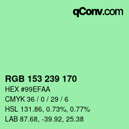 Color code: RGB 153 239 170 | qconv.com