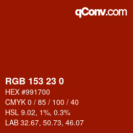 Color code: RGB 153 23 0 | qconv.com