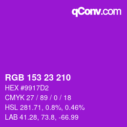 Color code: RGB 153 23 210 | qconv.com