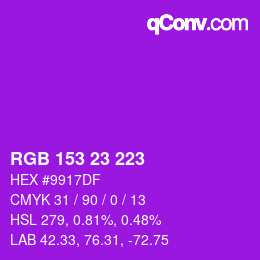 Color code: RGB 153 23 223 | qconv.com