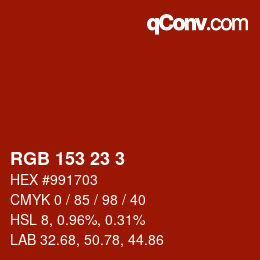Color code: RGB 153 23 3 | qconv.com