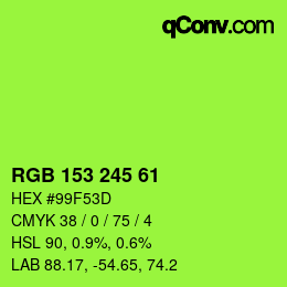 Código de color: RGB 153 245 61 | qconv.com