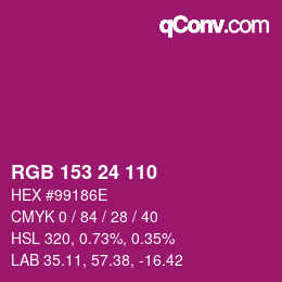 Color code: RGB 153 24 110 | qconv.com
