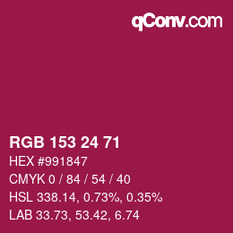 Color code: RGB 153 24 71 | qconv.com