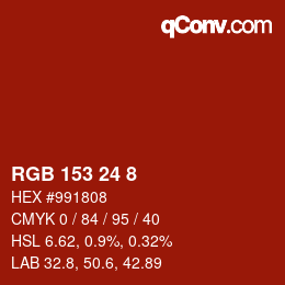 Color code: RGB 153 24 8 | qconv.com