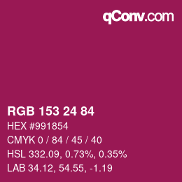 Color code: RGB 153 24 84 | qconv.com