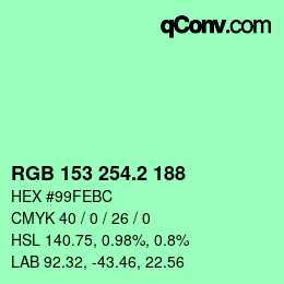 カラーコード: RGB 153 254.2 188 | qconv.com