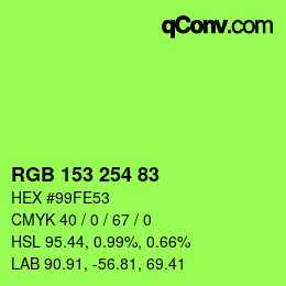Color code: RGB 153 254 83 | qconv.com