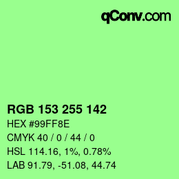Color code: RGB 153 255 142 | qconv.com