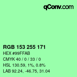 Color code: RGB 153 255 171 | qconv.com