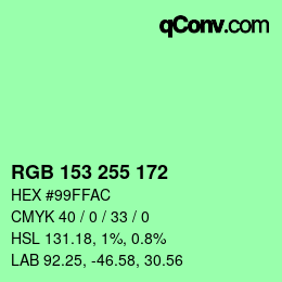 Color code: RGB 153 255 172 | qconv.com