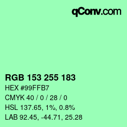 Color code: RGB 153 255 183 | qconv.com