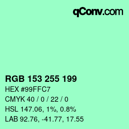 Color code: RGB 153 255 199 | qconv.com