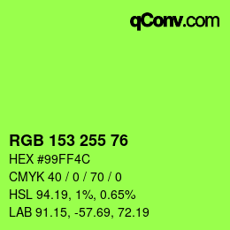 Color code: RGB 153 255 76 | qconv.com