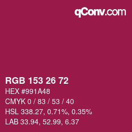 Color code: RGB 153 26 72 | qconv.com
