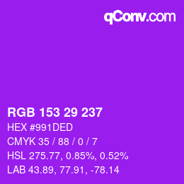 颜色代码: RGB 153 29 237 | qconv.com