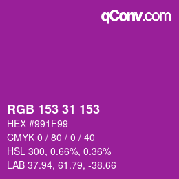 Color code: RGB 153 31 153 | qconv.com